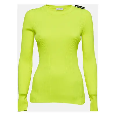 Balenciaga Fluorescent Green Rib Knit Sweater