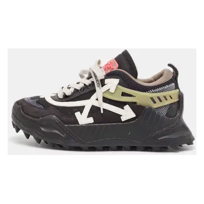 Off-White Black Leather and Mesh Odsy Lace Up Sneakers Size