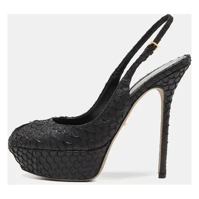 Sergio Rossi Black Python Leather Sandals Size