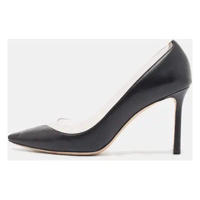 Jimmy Choo Black Leather and PVC Cass Pumps Size