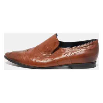 Gucci Brown Leather Slip On Loafers Size 45.5