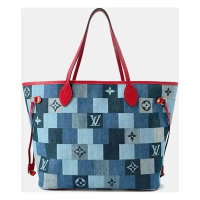 Louis Vuitton Blue Patchwork Monogram Denim Neverfull MM Tote Bag