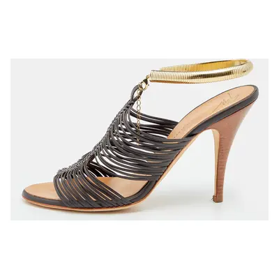 Giuseppe Zanotti Dark Brown Strappy Leather Sandals Size