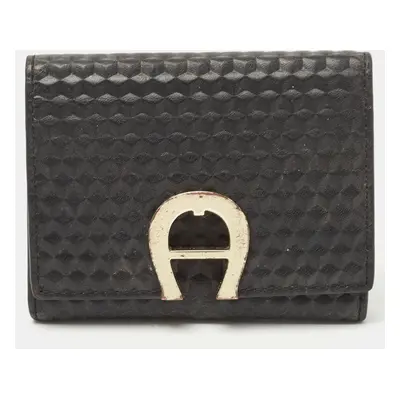 Aigner Black Leather Trifold Wallet