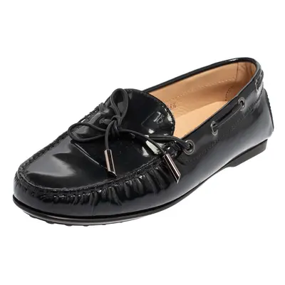 Tod's Blue Patent Leather City Gommino Driving Loafers Size 36.5