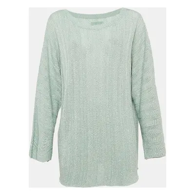 Zadig & Voltaire Green Lurex Knit Flint Pointelle Sheer Sweatshirt