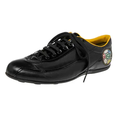 Gucci Black Leather And Patent Low Top Sneakers Size 42.5