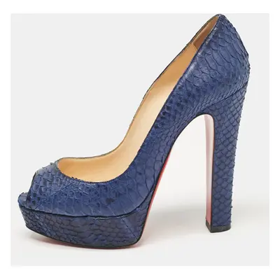 Christian Louboutin Blue Python Leather Lady Peep Peep Toe Pumps Size