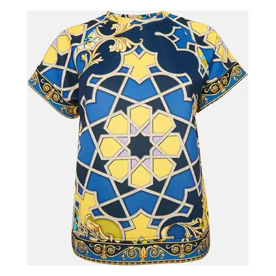 Versace Collection Navy Blue Printed Jersey Neoprene T-Shirt