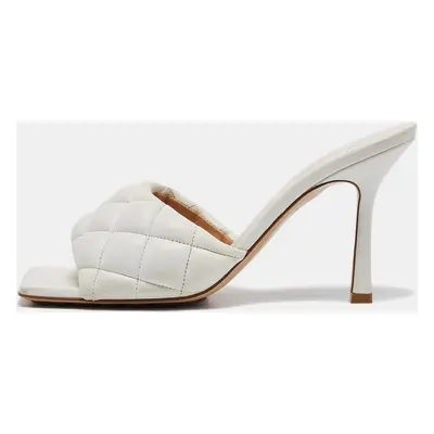 Bottega Veneta White Quilted Leather Lido Slide Sandals Size