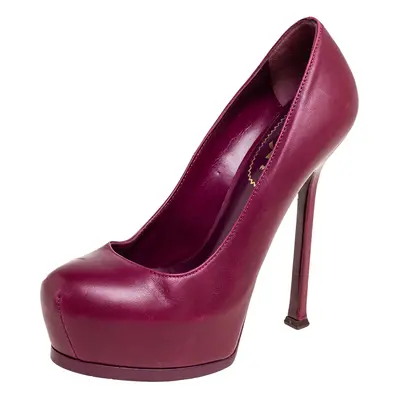 Saint Laurent Plum Leather Tribtoo Pumps Size 35.5