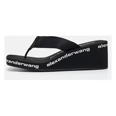 Alexander Wang Black Canvas Thong Wedge Sandals Size