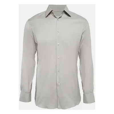 Prada Grey Stretch Cotton Button Front Shirt