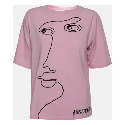 Moschino Couture Pink Face Embroidered T-Shirt