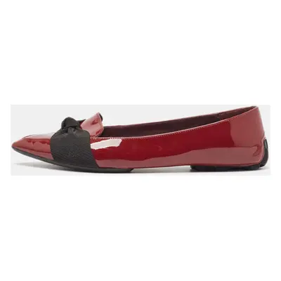 Burberry Burgundy Patent Leather Bow Ballet Flats Size 37.5