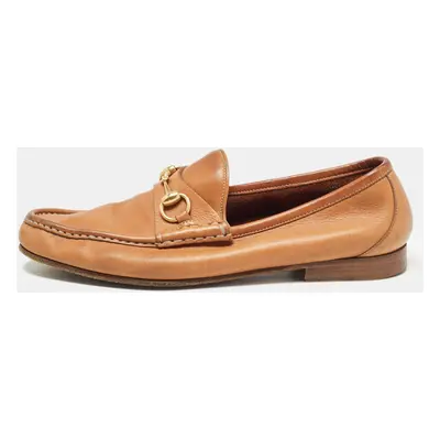 Gucci Tan Leather Horsebit Loafers Size