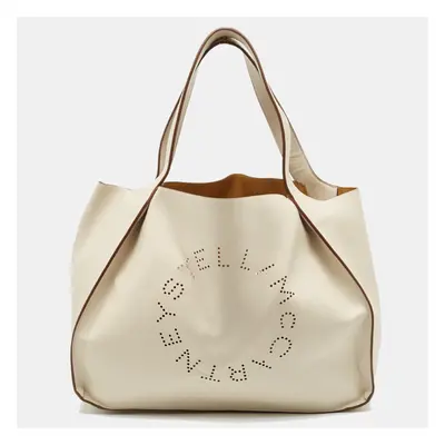 Stella McCartney Off White Faux Perforated Logo Tote