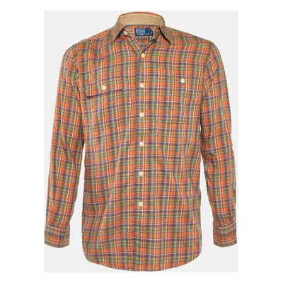 Polo Ralph Lauren Orange Plaid Checked Cotton Long Sleeve Shirt