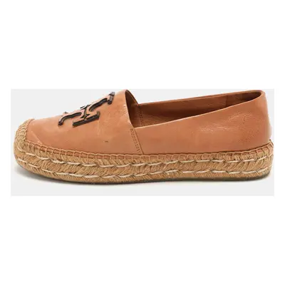 Tory Burch Brown Leather Espadrille Flats Size