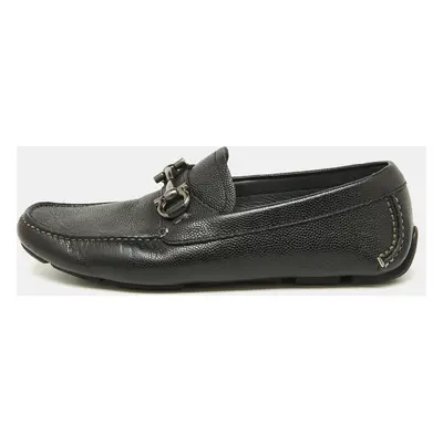 Salvatore Ferragamo Black Leather Gancini Loafers Size