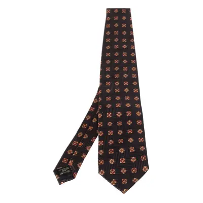 Ermenegildo Zegna Brown Floral Patterned Silk Tie