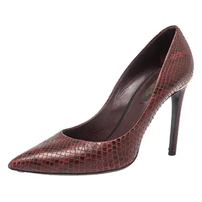 Louis Vuitton Burgundy Python Leather Slip On Pumps Size 37.5