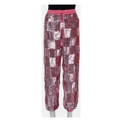 Retrofete Pink Sequin Embellished Chiffon Joggers