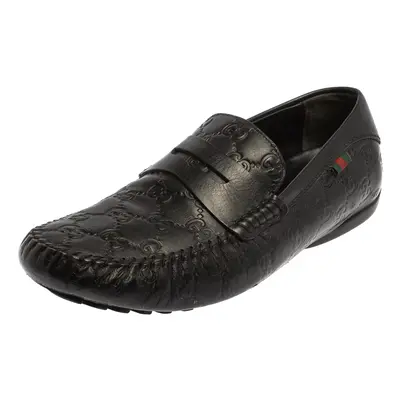 Gucci Black Guccissima Leather Loafers Size 41.5