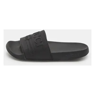 Gucci Black Rubber Logo Pool Slides Size