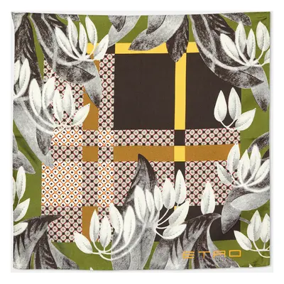 Etro Green/Grey Printed Silk Pocket Square