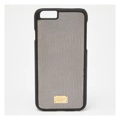 Dolce & Gabbana Grey Lizard Embossed Leather iPhone Cover