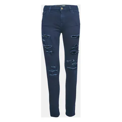 Love Moschino Navy Blue Ripped Denim Skinny Jeans Waist 29"