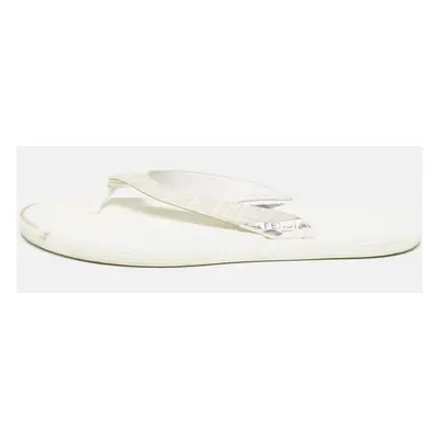 Fendi White Zucca Coated Canvas Thong Sandals Size