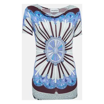 Emilio Pucci Multicolor Print Knit Short Sleeve Top