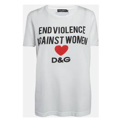 Dolce & Gabbana White Printed Cotton T-Shirt