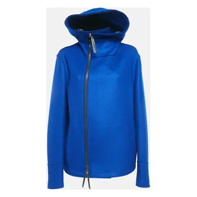 Giorgio Armani Blue Virgin Wool Zip-Up High Neck Coat