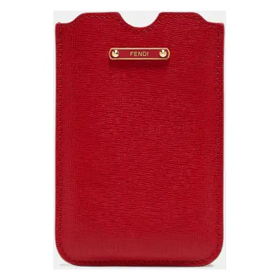 Fendi Red Leather Logo Phone Cover