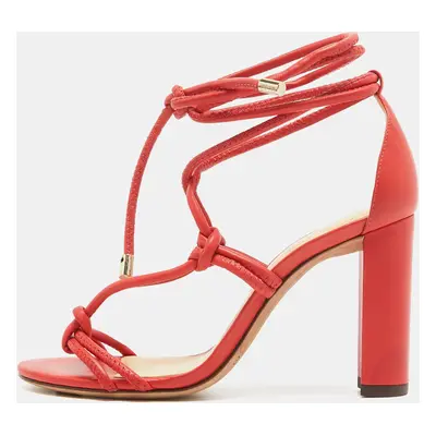 Alexandre Birman Orange Leather Ankle Strap Sandals Size