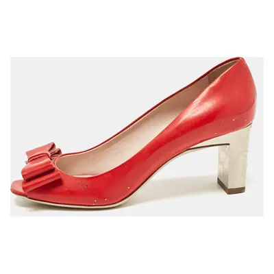 Miu Miu Red Patent Leather Block Heel Pumps Size