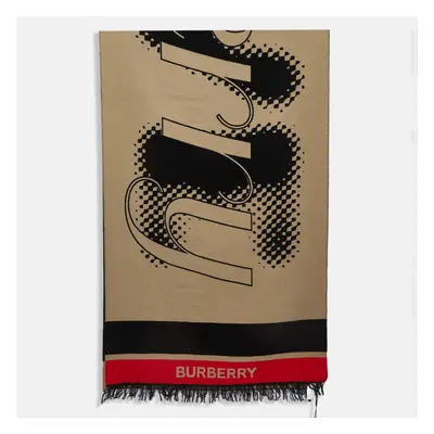 Burberry Beige/Black Patterned Wool Oversized Football Scarf