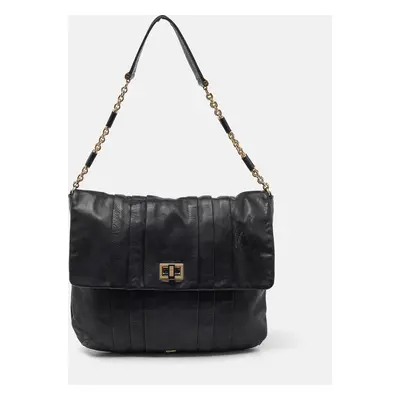 Anya Hindmarch Black Leather Flap Hobo