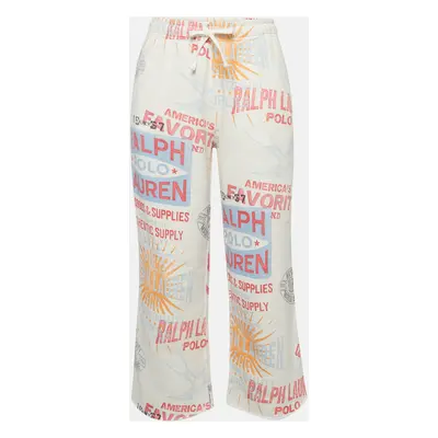 Polo Ralph Lauren White Graphic Print Fleece Athletic Trousers