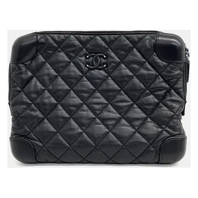 Chanel Black Leather Clutch Bag