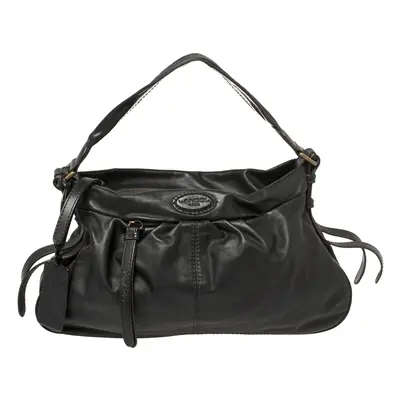 Lancel Black Leather Front Pocket Hobo