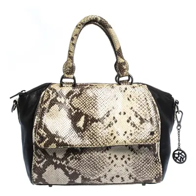 Dkny Beige/Black Python Embossed Leather Satchel