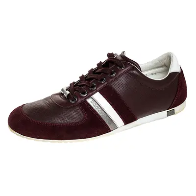 Dolce & Gabbana Burgundy Leather and Suede Metal Logo Sneakers Size 43.5