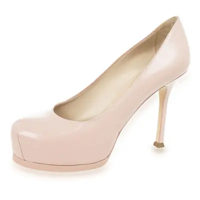 Saint Laurent Paris Pink Leather Tribtoo Platform Pumps Size