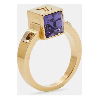 Louis Vuitton Gamble Crystal Gold Tone Ring Size