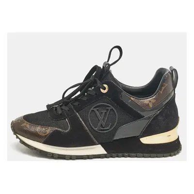 Louis Vuitton Black/Brown Canvas and Suede Run Away Low Top Sneakers Size 36.5