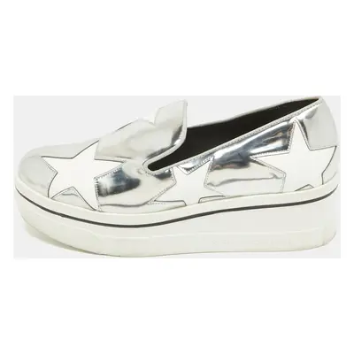 Stella McCartney Silver Faux Leather Binx Star Slip On Sneakers Size